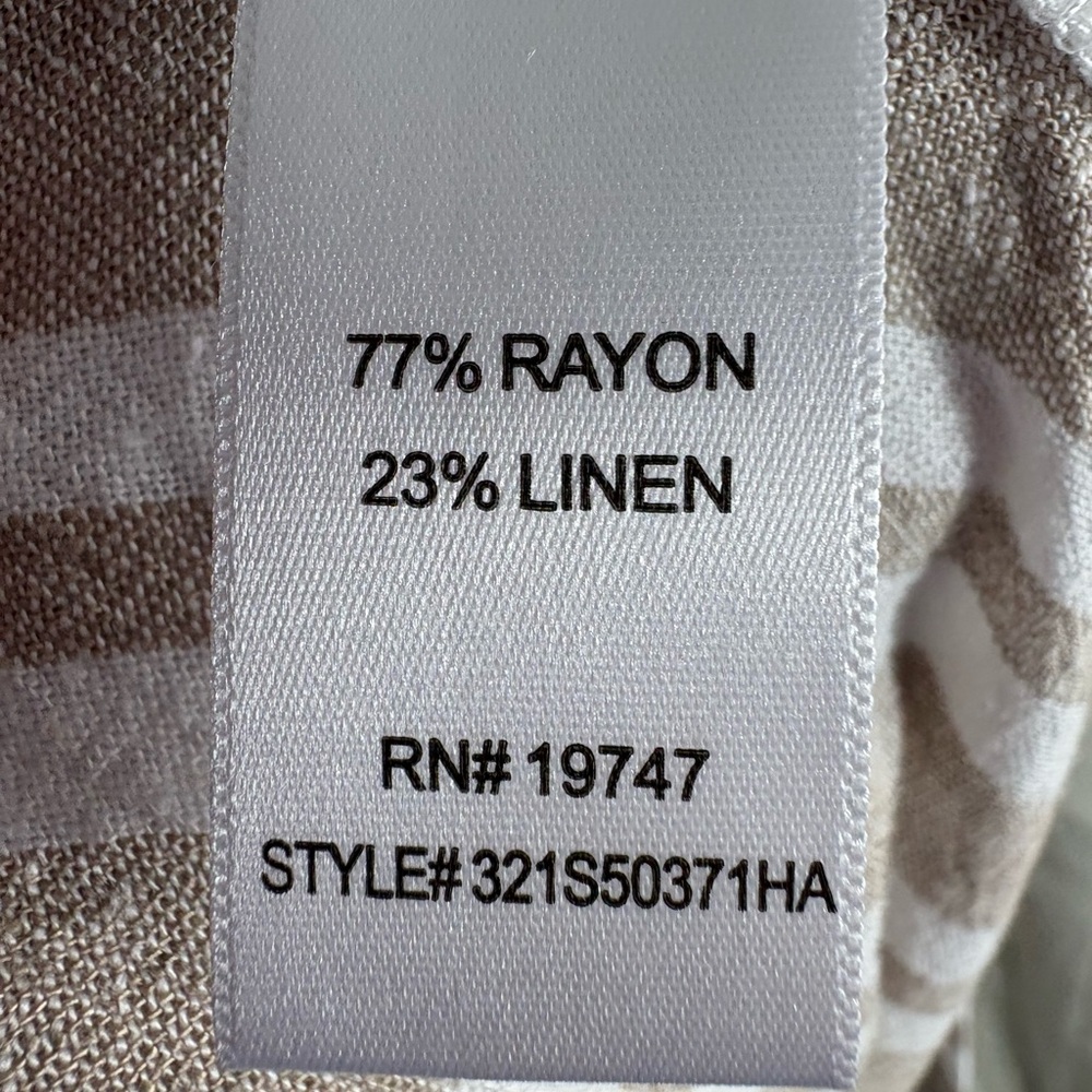 LAND n SEA Linen Blend Striped Tan/White Wide Leg Pants Size XL -- COASTAL VIBES - Picture 8 of 9
